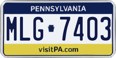 PA license plate MLG7403