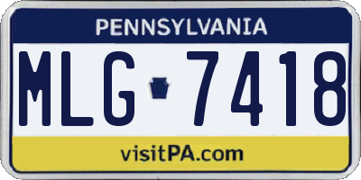 PA license plate MLG7418