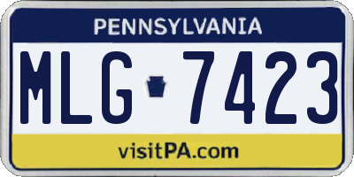 PA license plate MLG7423
