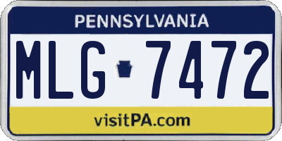 PA license plate MLG7472
