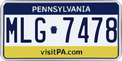 PA license plate MLG7478