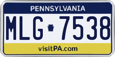 PA license plate MLG7538