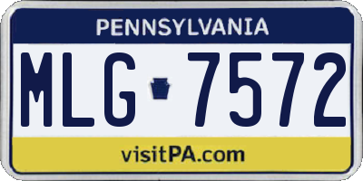 PA license plate MLG7572
