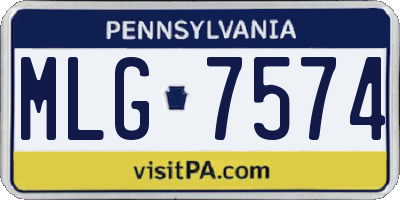 PA license plate MLG7574