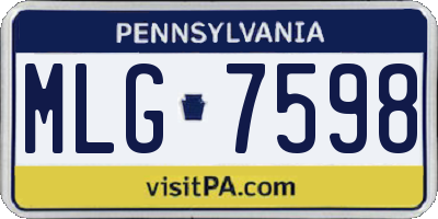 PA license plate MLG7598