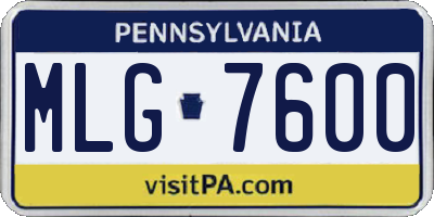 PA license plate MLG7600