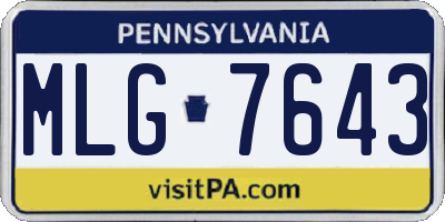 PA license plate MLG7643