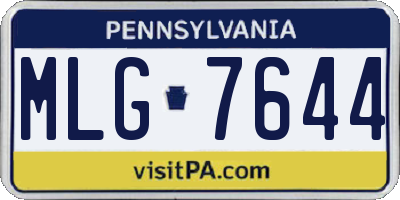 PA license plate MLG7644