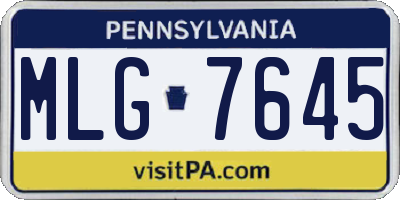 PA license plate MLG7645