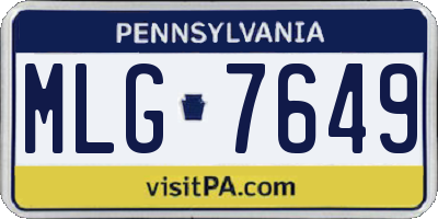 PA license plate MLG7649