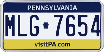 PA license plate MLG7654