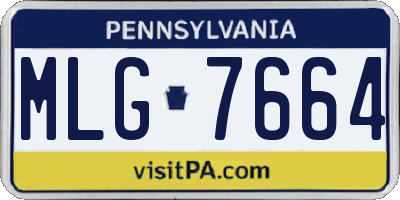 PA license plate MLG7664
