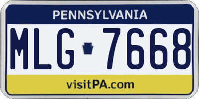 PA license plate MLG7668