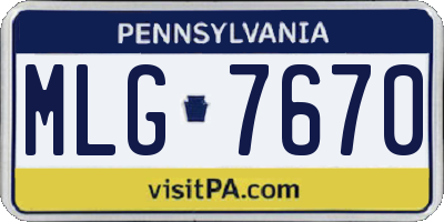 PA license plate MLG7670