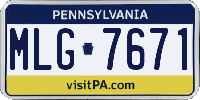 PA license plate MLG7671