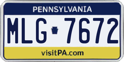 PA license plate MLG7672