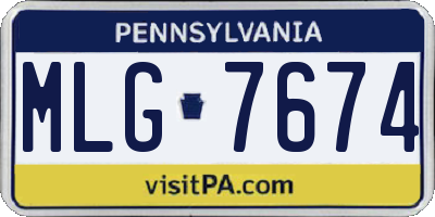 PA license plate MLG7674
