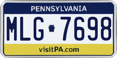 PA license plate MLG7698