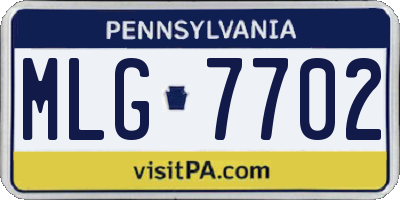 PA license plate MLG7702