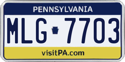 PA license plate MLG7703