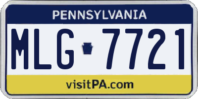 PA license plate MLG7721
