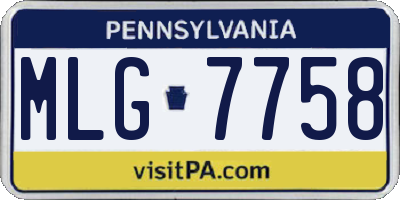 PA license plate MLG7758