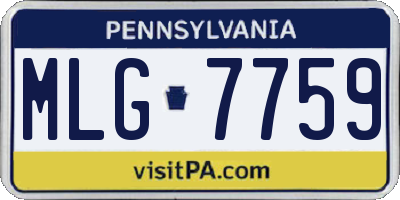 PA license plate MLG7759