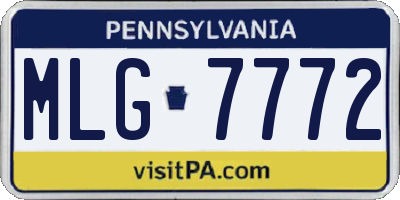 PA license plate MLG7772