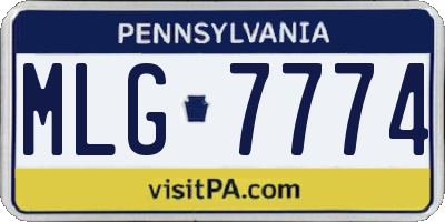 PA license plate MLG7774