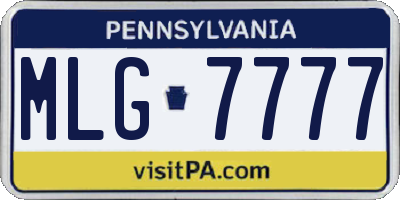 PA license plate MLG7777