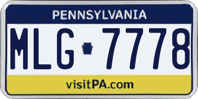 PA license plate MLG7778