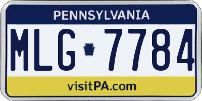 PA license plate MLG7784