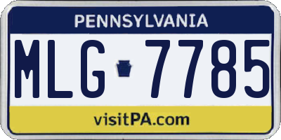PA license plate MLG7785