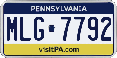 PA license plate MLG7792