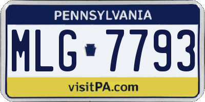 PA license plate MLG7793