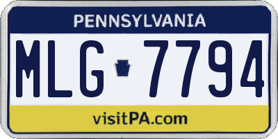 PA license plate MLG7794