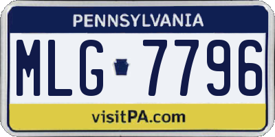 PA license plate MLG7796