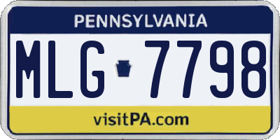 PA license plate MLG7798