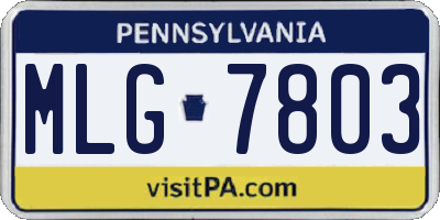PA license plate MLG7803