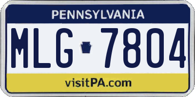 PA license plate MLG7804