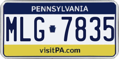 PA license plate MLG7835