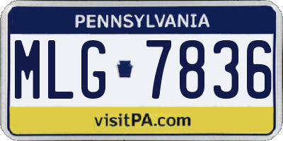 PA license plate MLG7836