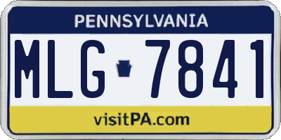 PA license plate MLG7841
