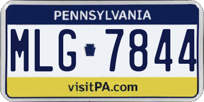 PA license plate MLG7844