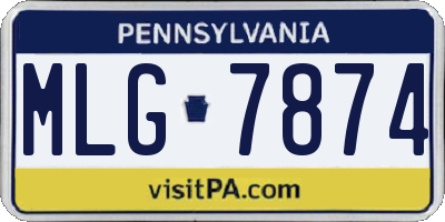 PA license plate MLG7874