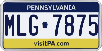 PA license plate MLG7875