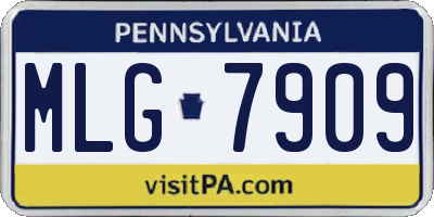 PA license plate MLG7909