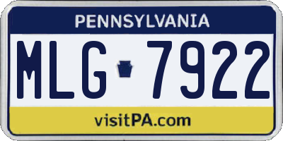 PA license plate MLG7922