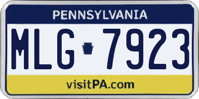 PA license plate MLG7923