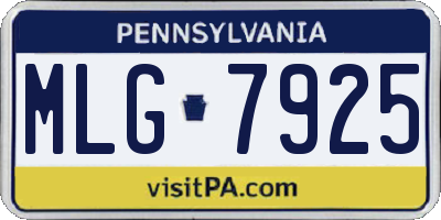 PA license plate MLG7925